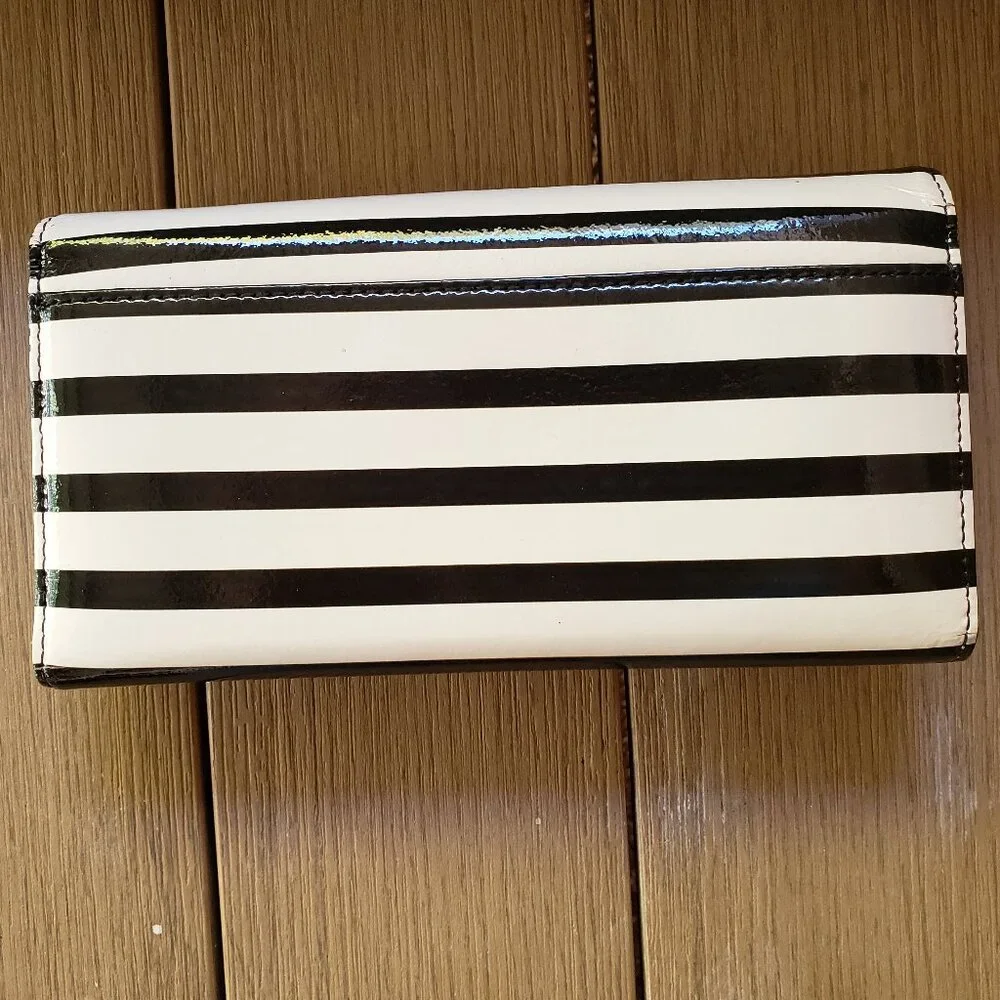 EUC KATE SPADE black / white striped wallet (OS) - Picture 5 of 10
